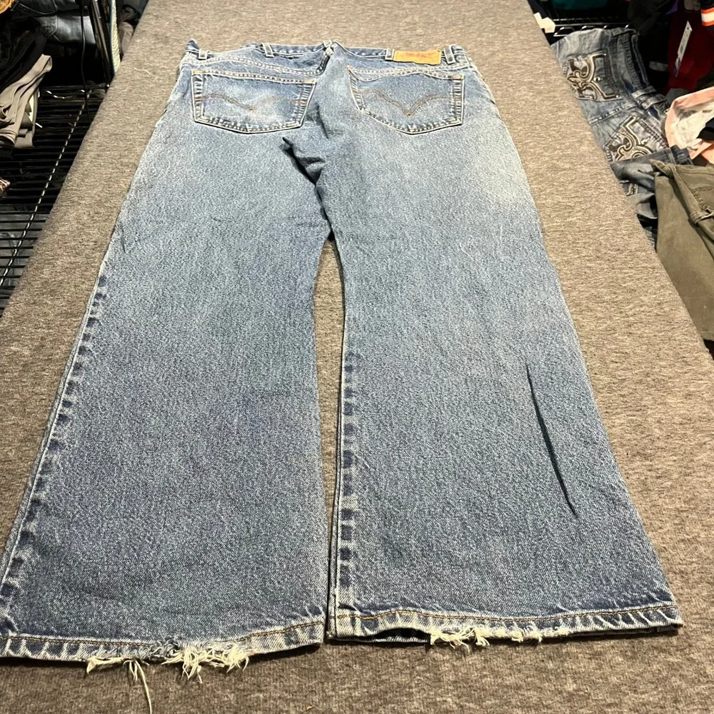Levis 517 Mens Bootcut Jeans W40 L30 Medium Wash Distressed Blue Denim Flare